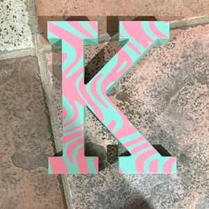 Decorative Pink and Green Letter K